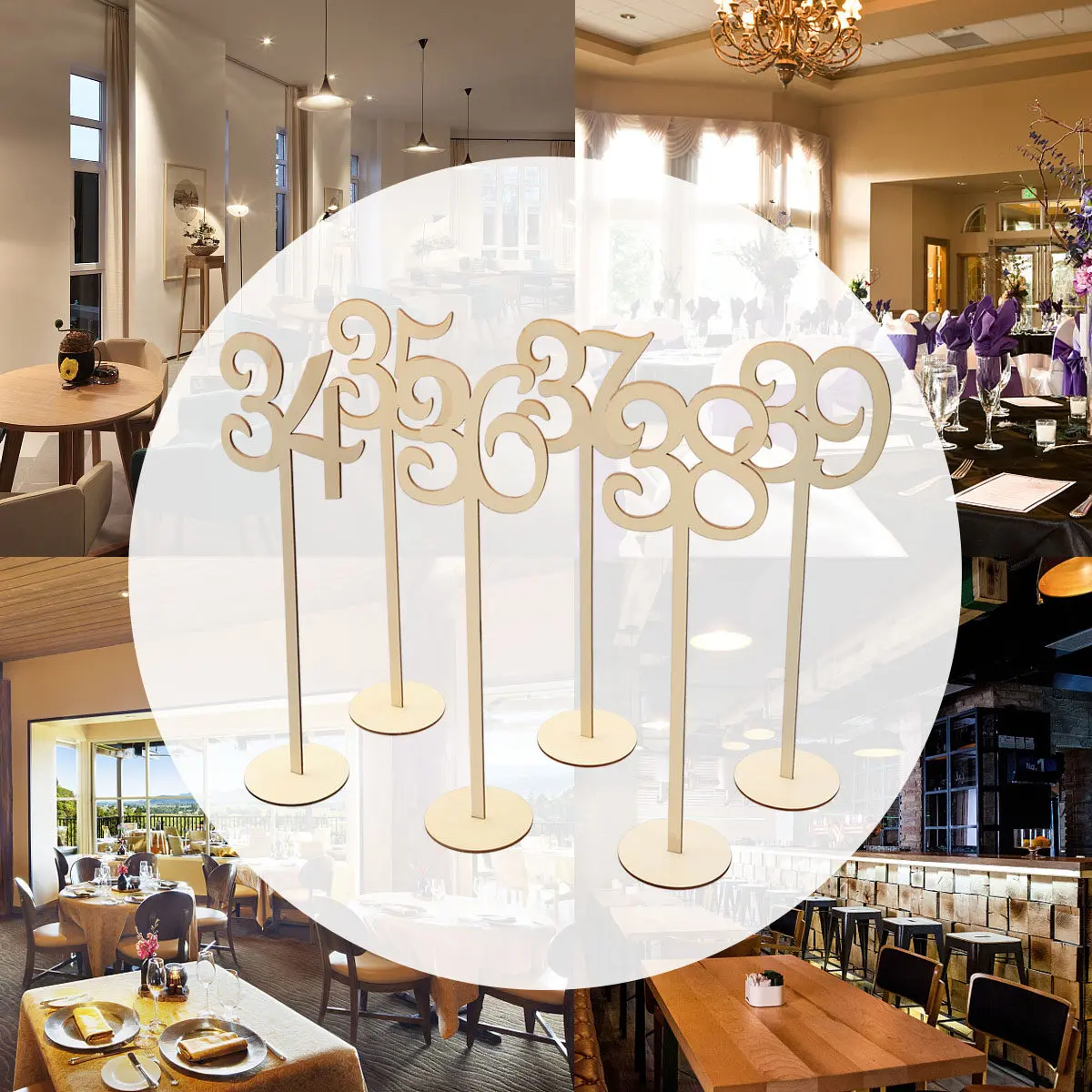 

40Pcs Wooden Table Number Holders Round Base Easy Placement for Wedding Reception Seating Assignments Table Numbers