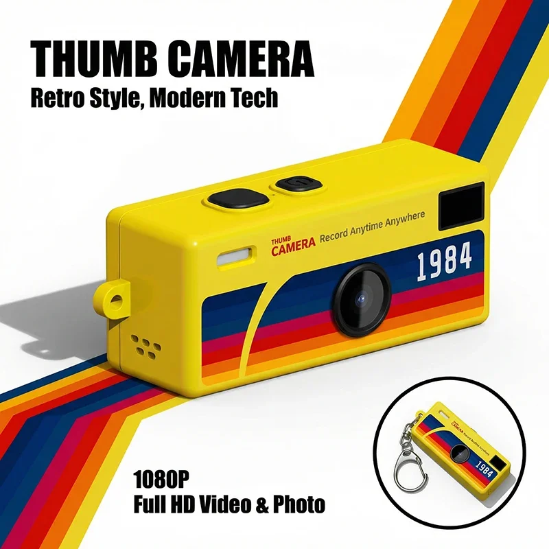 2026 New G6 Retro 1080P HD Recorder Mini Keychain Thumb Camera with Auto Focus 130° Wide-Angle Lens Supports Memory Cards