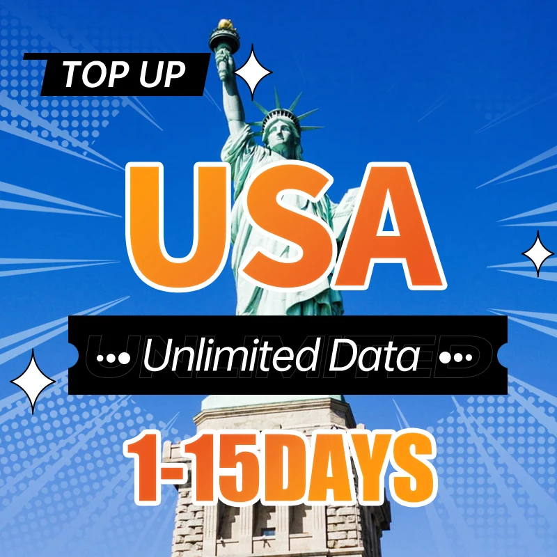 United States USA SIM Card 3-15 Days 4G Unlimited Data High Speed Travel Data support eSIM without number