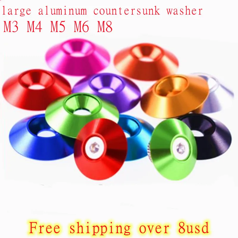 5-10pcs m3 M4 M5 M6 M8 Aluminum Colourful Countersunk Umbrella Flat Head Screw Concave Conical Decorative Groove Washer A1