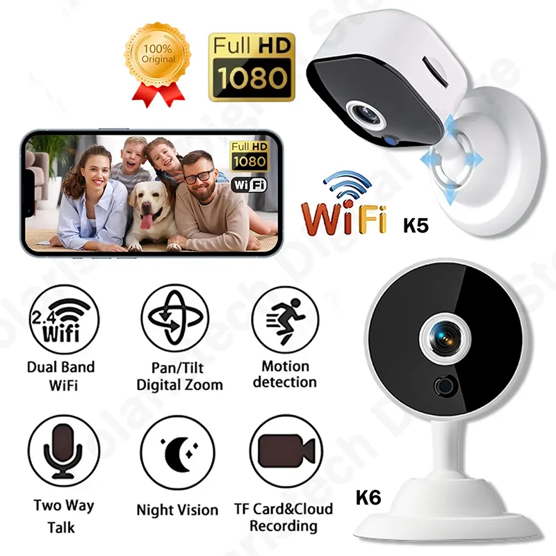 

K5/K6 Mini WiFi Camera Two-way Intercom Full 1080P HD Night Vision Motion Detection Protection Camera Security Protection