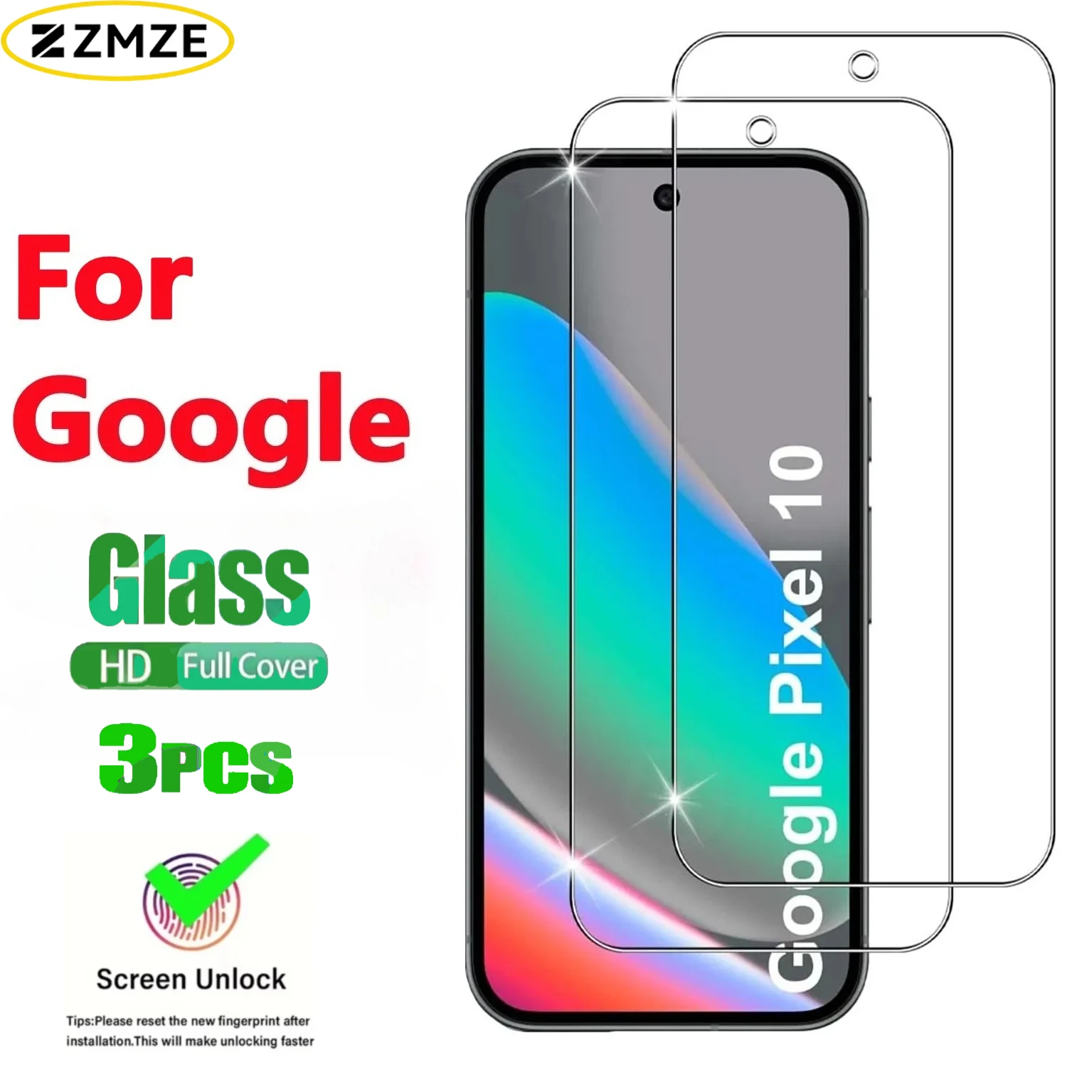 3 Stück Displayschutzfolie für Google Pixel 10 9 8 Pro 7 6 5 4 3 XL, Gehärtetes Glas mit Anti-Fingerabdruck-, Anti-Splitter- und Anti-Kratz-Schutz