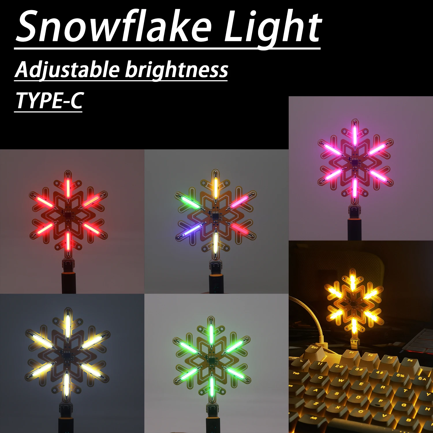 Snowflake Touch Dimming Warm Light TYPE-C USB Ceramic LED Lamp for Romantic Bedside & Home Decor, Nightlight Atmosphere Lighting
