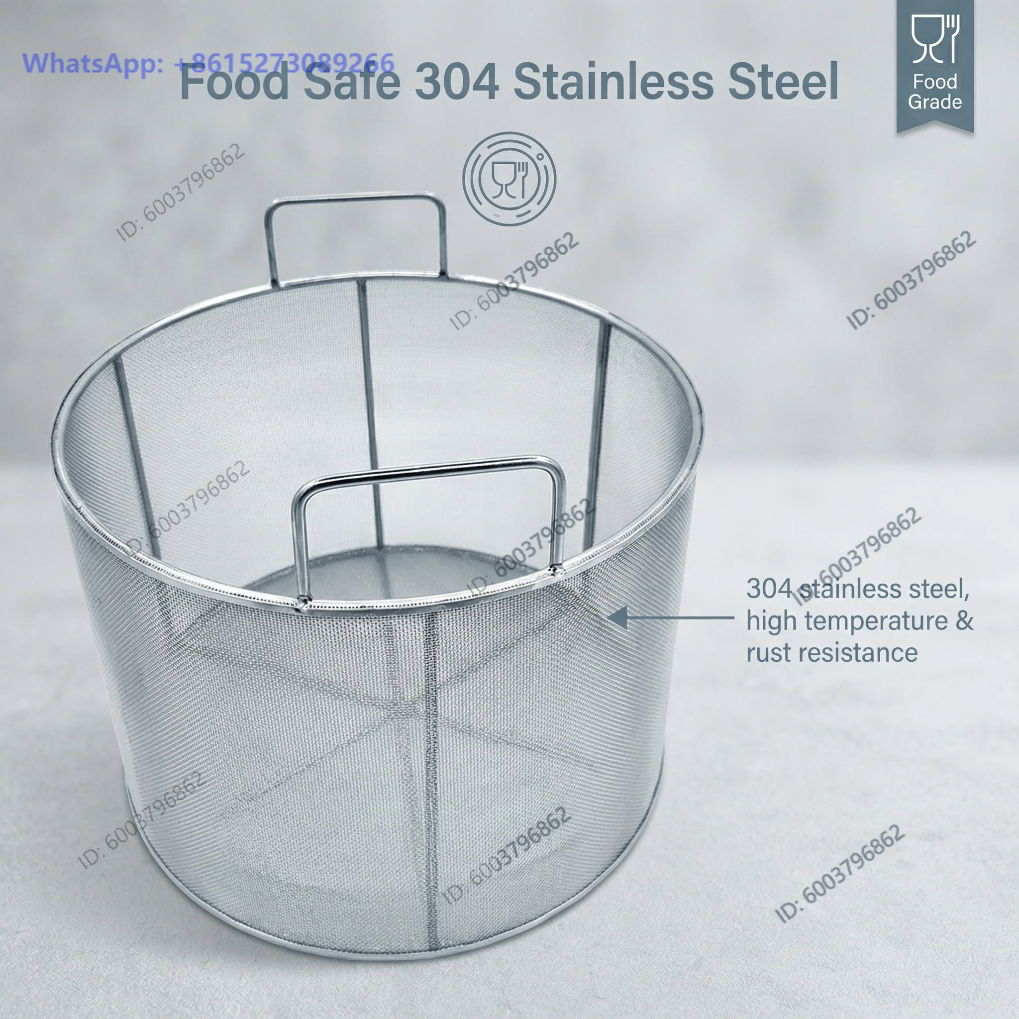 304 Stainless Steel Mesh Basket | Round Cleaning Filter Strainer Draining Steaming Boiling Frying Isolating Screening Basket