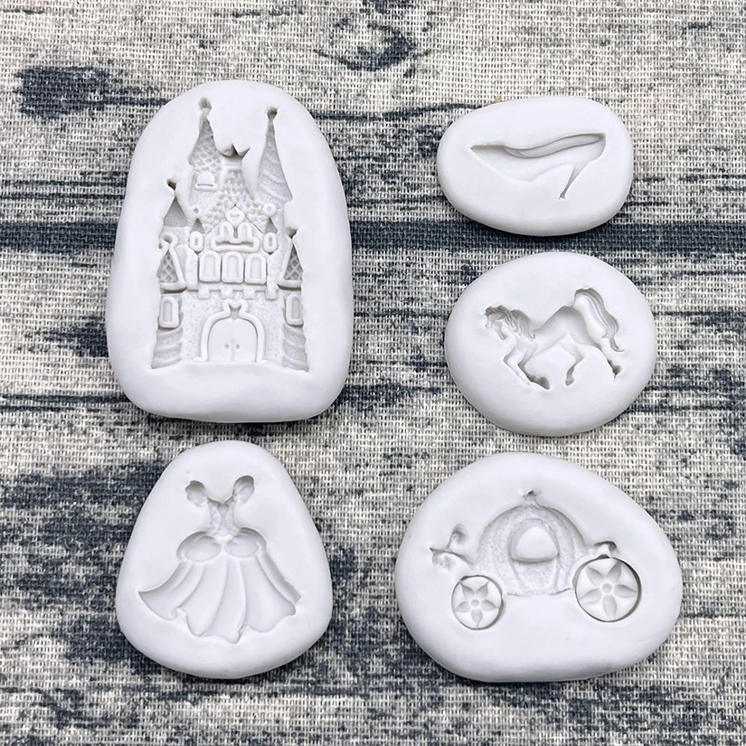 Glass Slippers Palace Coach Dress Silicone Mold Sugarcraft Chocolate Cupcake Baking Mold Fondant Cake Decorating Tools