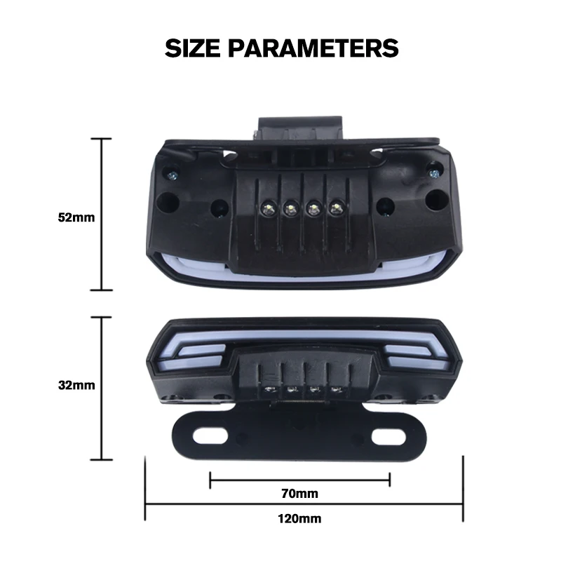 Waterproof Motorcycle Scooter License Plate Lights Tail Rear Brake Stop Double Flash Warning Turn Signal Lamps Dynamic