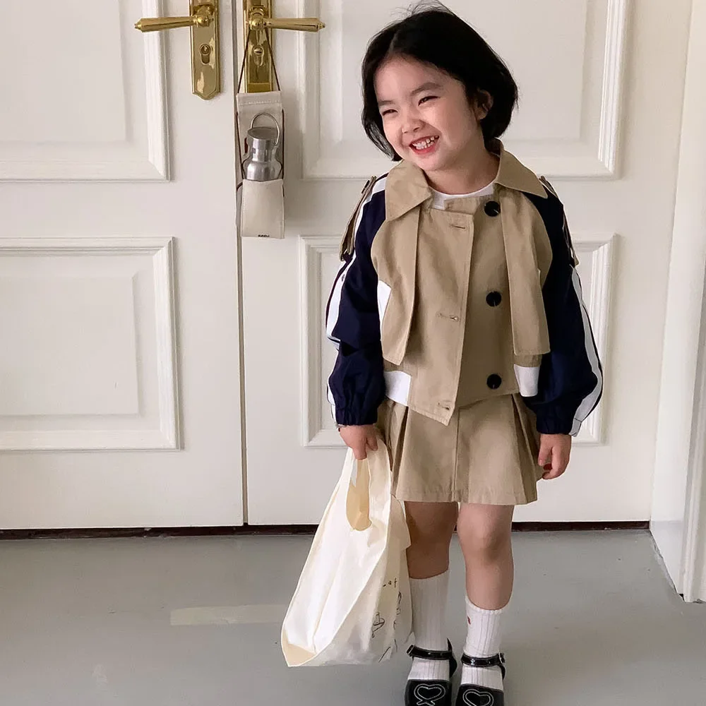 

New Fashionable Spring and Autumn Suits Girls Baby Coat Short Skirt Two Piece Set Children Clothing Set Girls Korean Style 2025