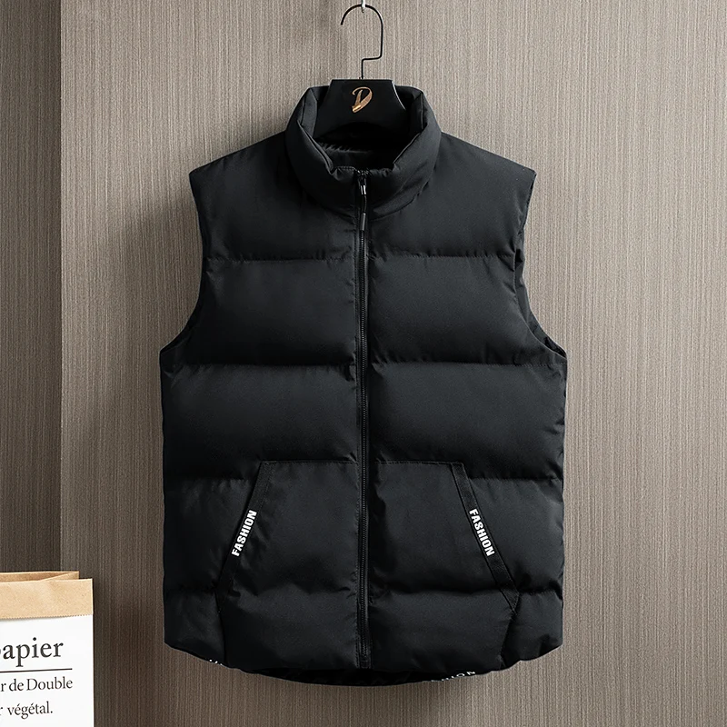 2025 Thicken Warm Sleeveless Vest Fashion Outwear Coats Spring Fall Men Jacket Solid Clothes Oversize Male New Casual Waistcoat