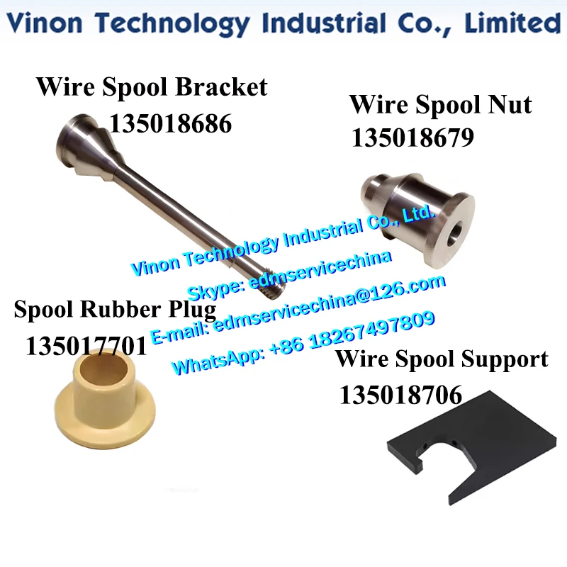 CUT20/30 Robofil 135018686 Brass Wire Spool Bracket, 135018679 Wire Spool Nut,135017701 Rubber Plug,135018706 Wire Spool Support