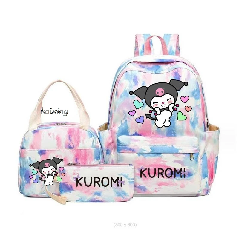 Backpacks Melody Kuromi Kids Book Bag Boy Girl School Bags 3Pcs Set Students Backpack Lunch School Bag Teens Mochilas