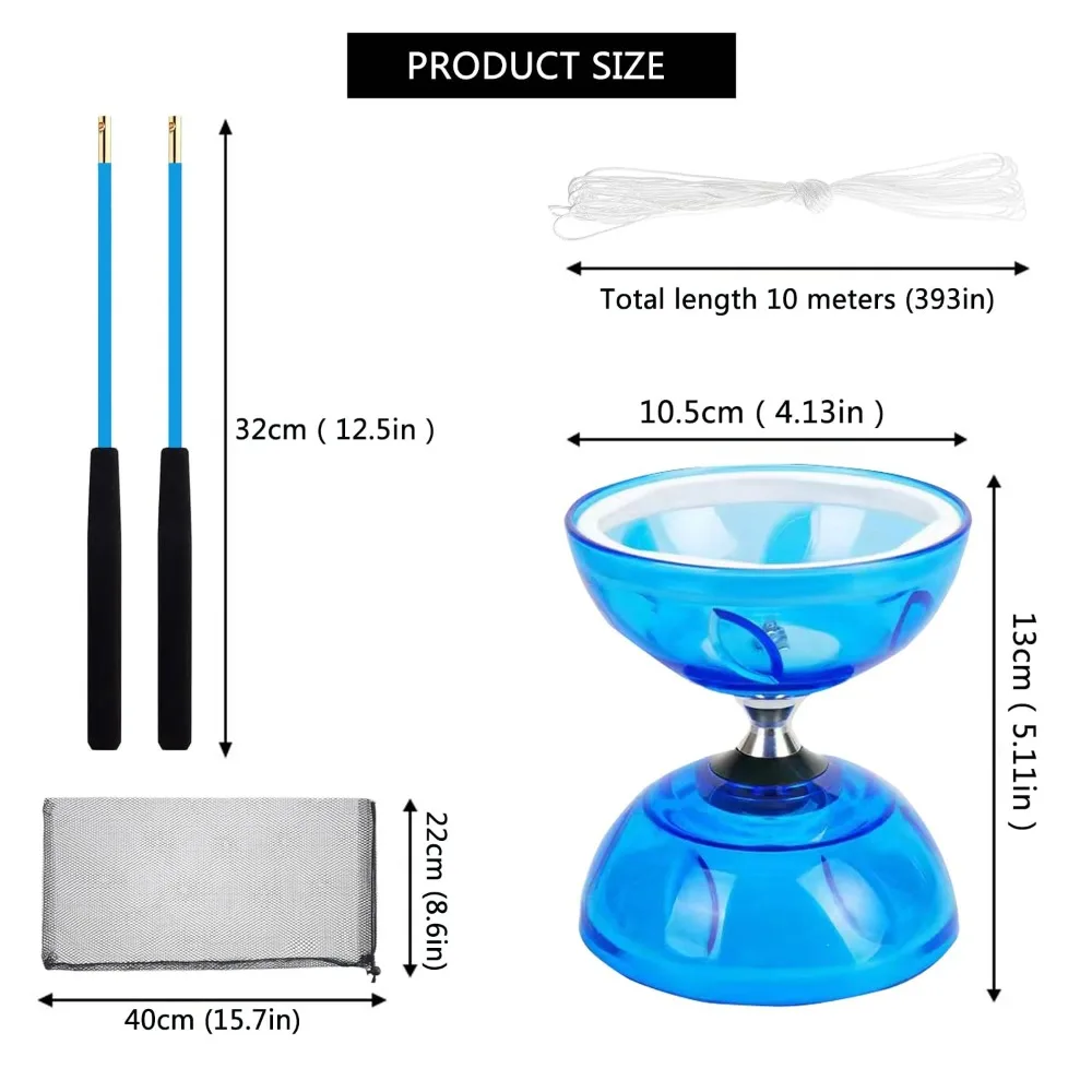 Couro chinês diabolo tigela forma macio chinês yo-yo engrossar estilo luminoso mini diabolo chinês yoyo conjunto ao ar livre