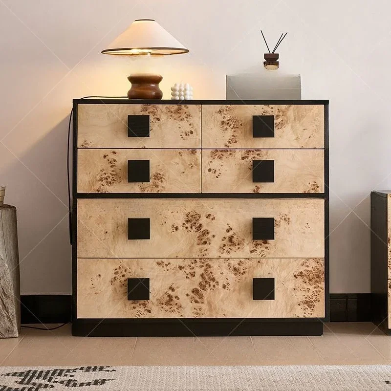 French retro entrance cabinet Solid wood antique living room wall locker American simple modern dining side cabinet