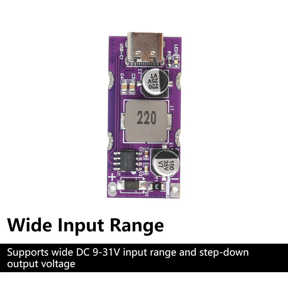 Type-c PD3.1 QC2.0/3.0 SCP Fast Charging Adapter Module DC 9-31V 3.25A 63W Step Down Module