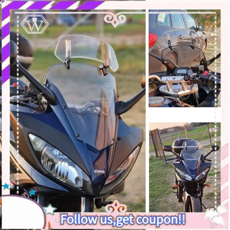 

Easy To Use Gray Universal Motorcy Windshield Extension Adjustable Spoiler For BMW Kawasaki Yamaha Honda Suzuki 300X195x155mm Ac