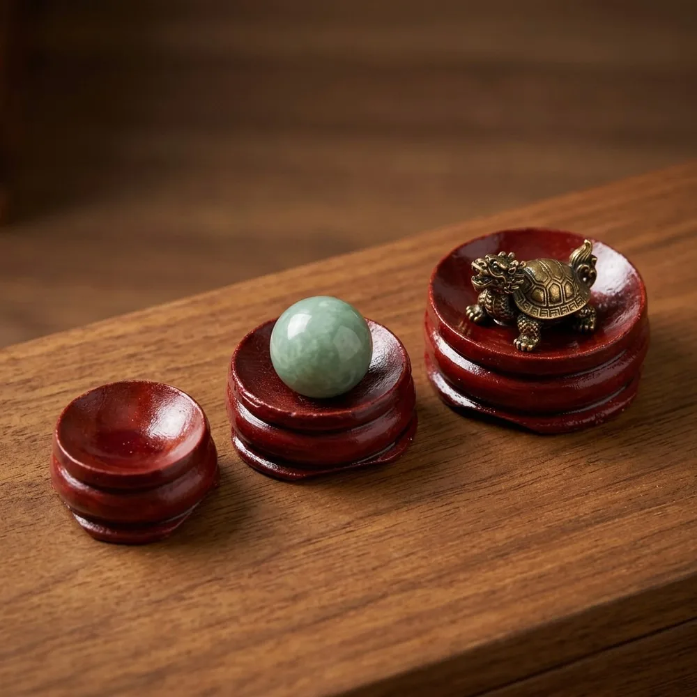 Miniature Crystal Ball Stand, Natural Wood Pedestal Base for Displaying Magic Sphere, Desktop Ornament Holder for Egg