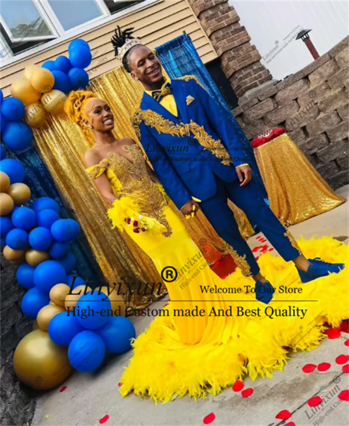 Cristaux de luxe strass robe de bal 2025 pour fille noire plume PBeaded arty robe haute fente robes de soirée personnalisé