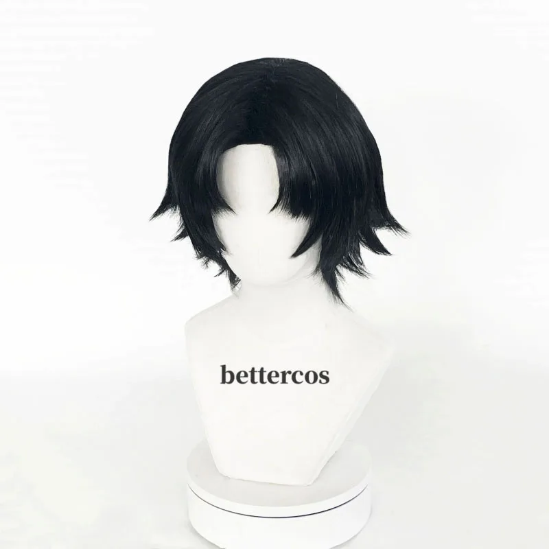 Chrollo Lucilfer Cosplay Wigs Amine HUNTER×HUNTER 30cm Black Wig Heat Resistant Synthetic Hair Halloween Party Wigs + Wig Cap