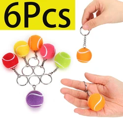 6Pcs Mini Keychain Tennis Party Favors Tennis Ball Key Ring Tennis Bag Pendant Sports Keychain