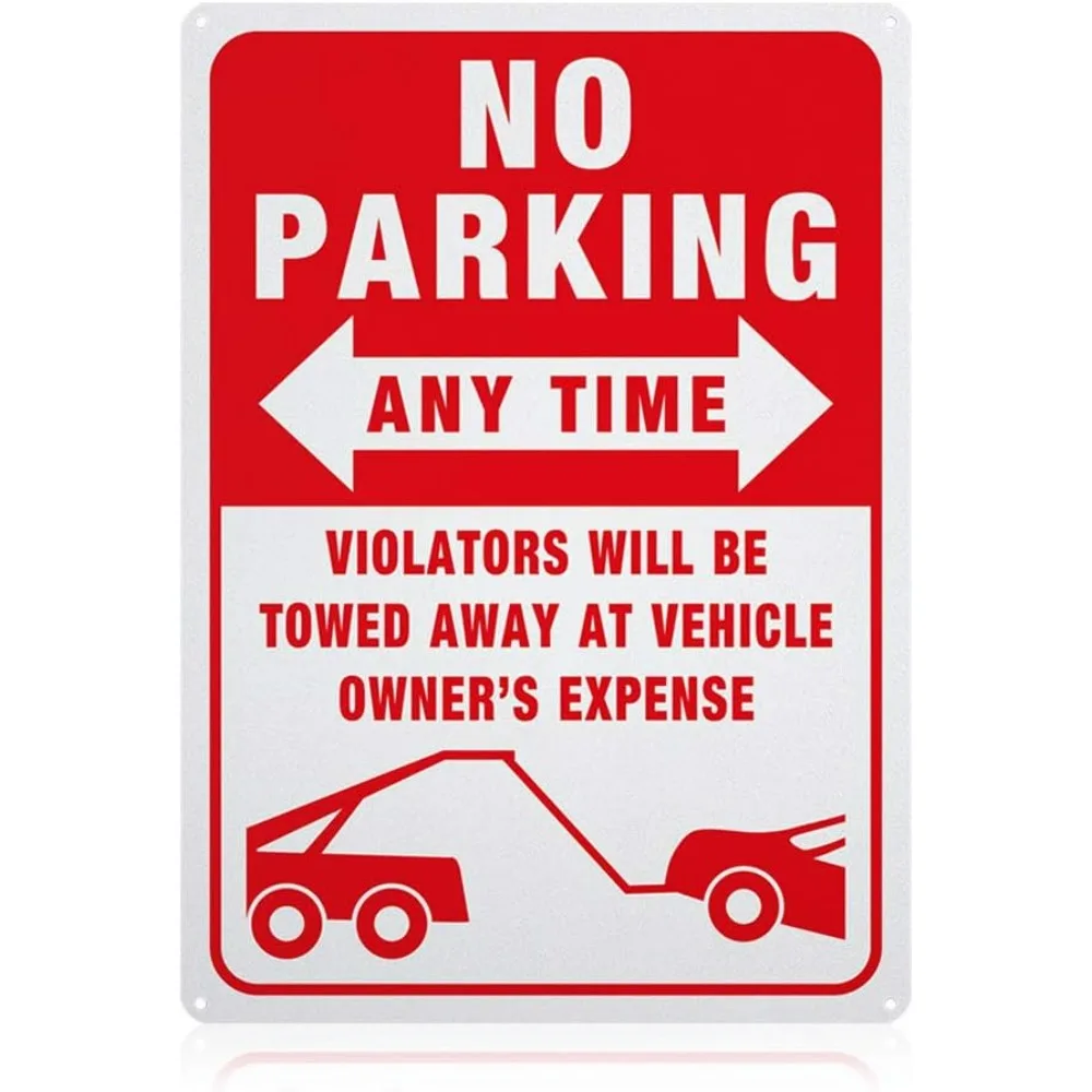 No Parking Any Time Warning Sign 14x10 inches 40 Mil Aluminum Volators Will Be Towed Away Warning Signs for Private Driveway