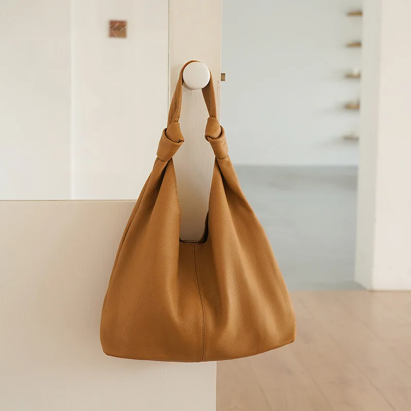 

Genuine leather women's bag, high-quality hand-picked commuter tote bag, armpit soft leather bag