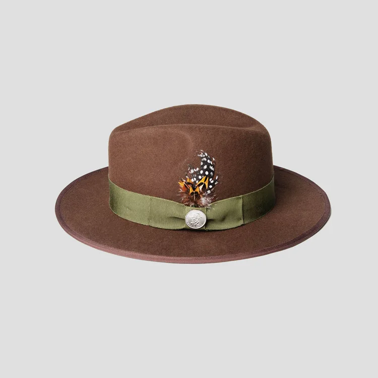Sheepskin Hat Solid Color Sheepskin Felt Hat Pure Wool Felt Hat with Ribbon Decoration