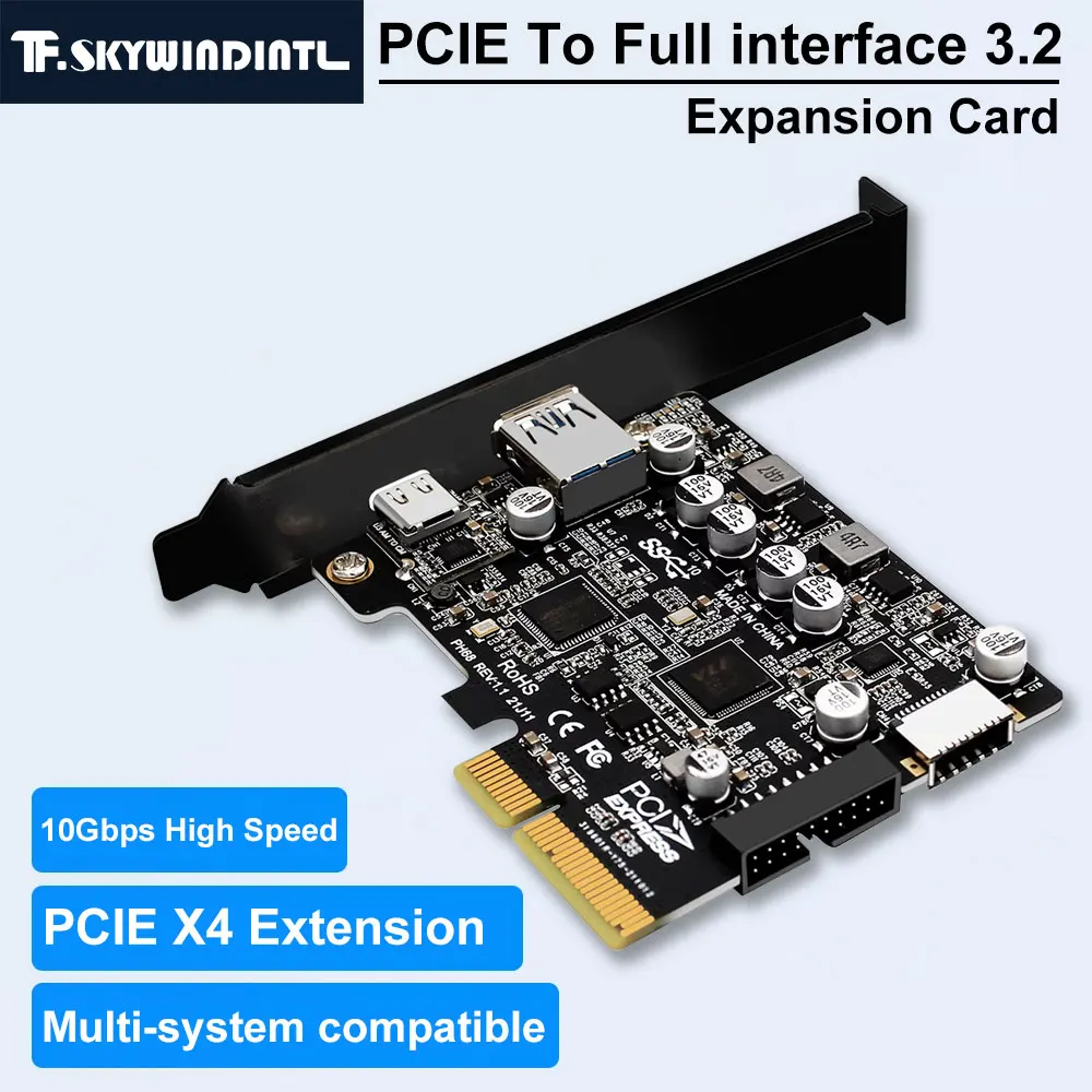 

Плата расширения PCIE с полным интерфейсом 3,2, высокоскоростной адаптер PCI-E X4, 10 Гбит/с, поддерживает UASP для расширения ПК