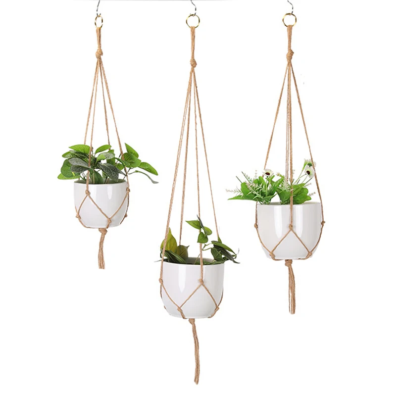 1PC Flower Basket Rope Macrame Wall Hanging Hanging Plant Pot Plants Hanger Hanging Baskets Handmade Home Garden Balcony Decor