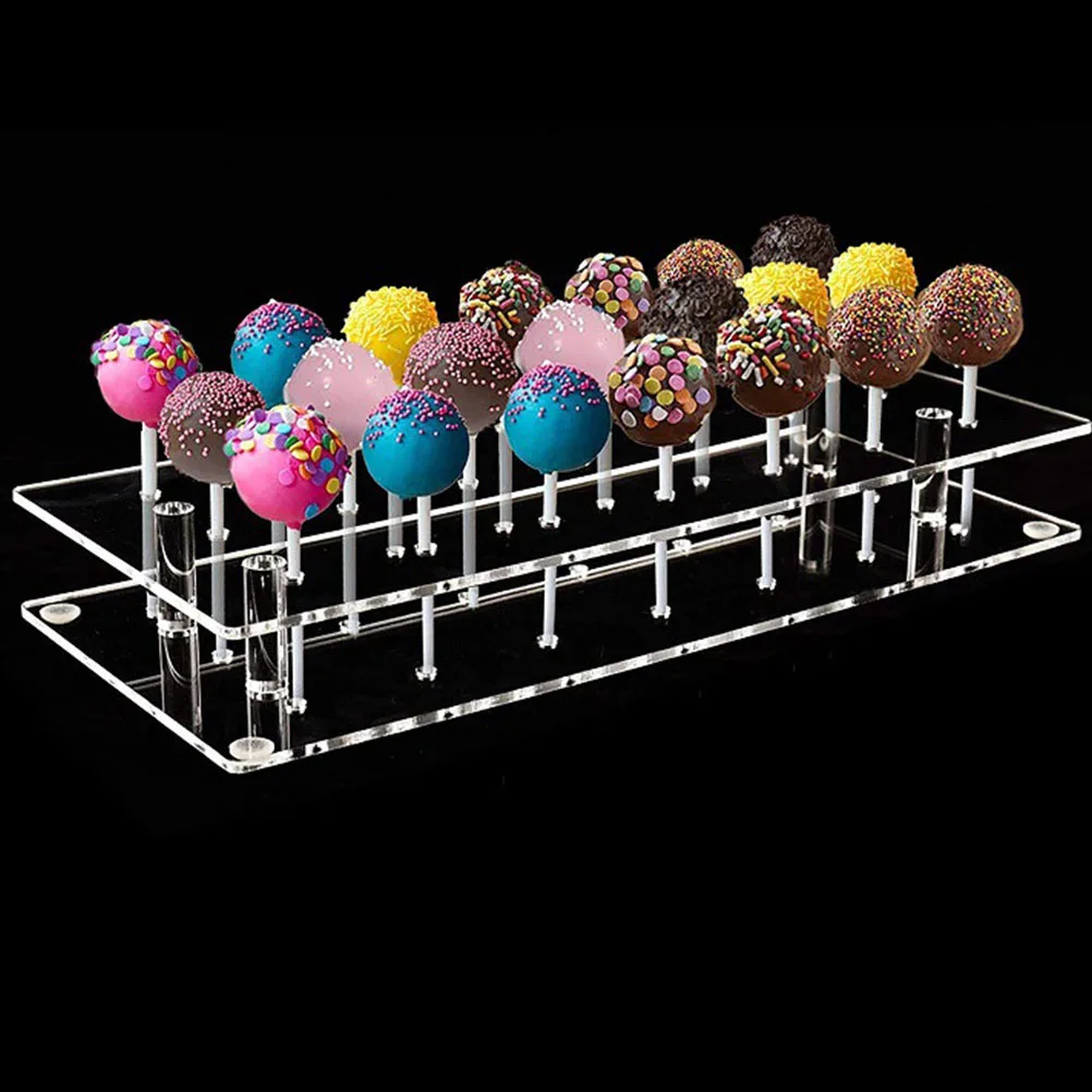 

21 Hole Acrylic Lollipop Display Rack Transparent Candy Storage Holder Double Layer Smooth Edge Dessert ganizer