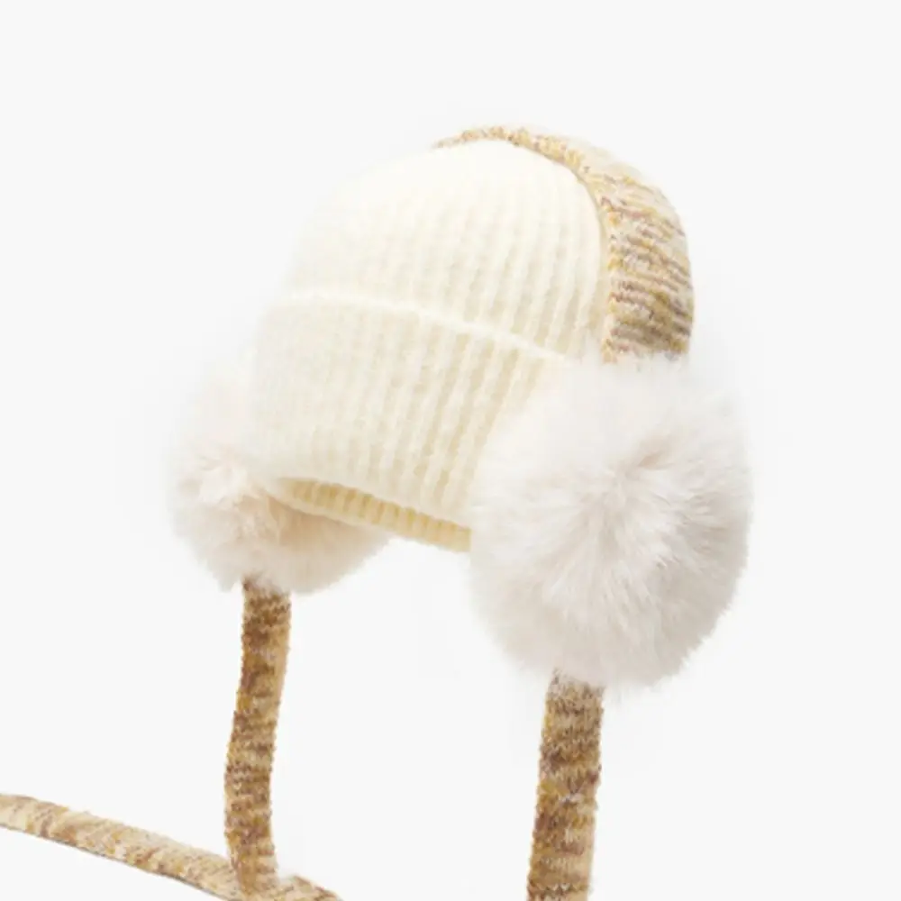 Retro Knit Ear Flap Beanie Cuffed Warm Cuffed Winter Hat Cozy Fleece Lined Earmuff Beanie Winter Season