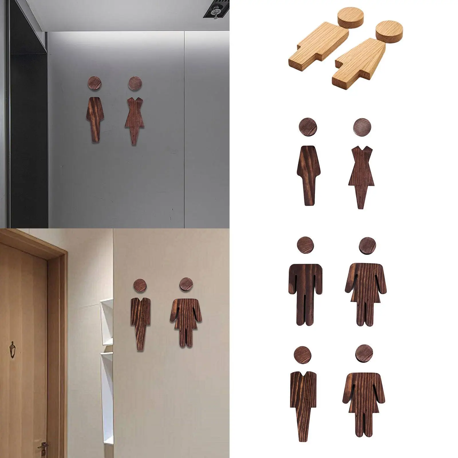 Classic Wooden Toilet Sign Plate Men Women Restroom Room Door Label for Commercial Residential Bathroom