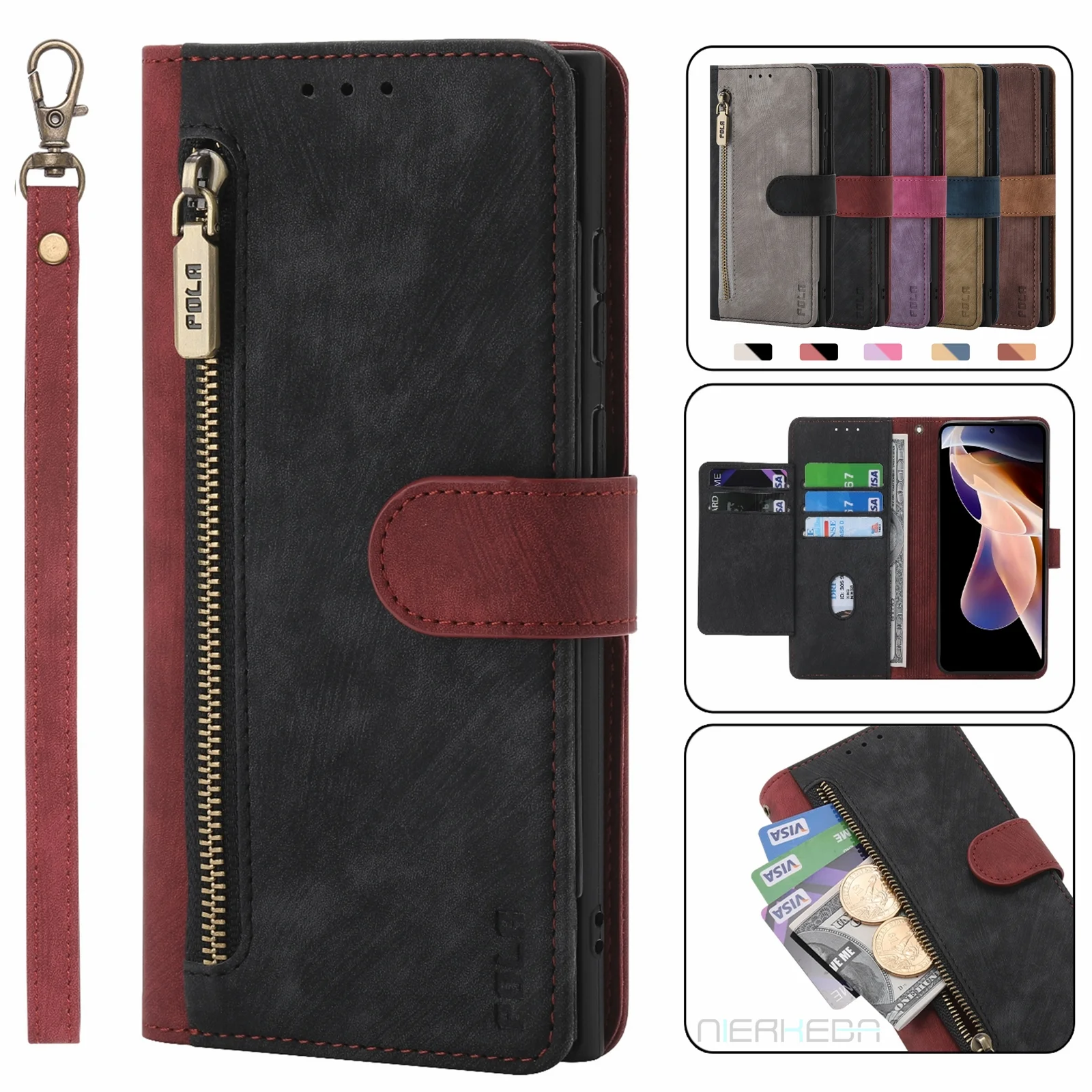 Anti-Theft Brush Leather Case For Xiaomi Mi 13T 12T 12 Ultra Pro 11 Lite 11T 10T 11i 14 13C A3 9 SE Business Flip Wallet Cover