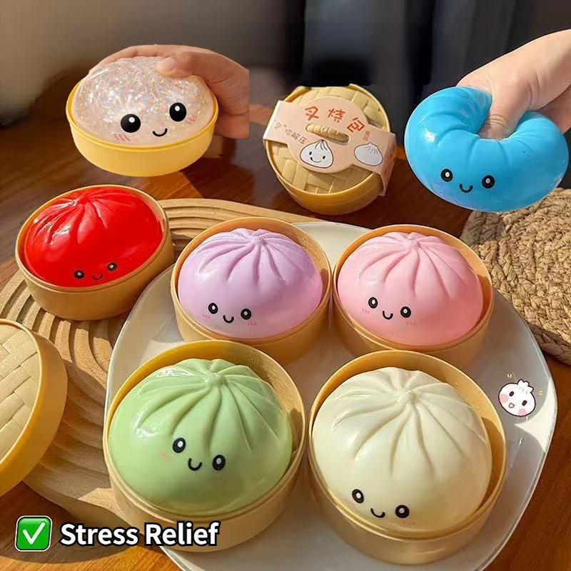 10cm Simulation Flash Dumpling Pressure Ball, Stress Relief Slow Rebound Decompression Toy, Reusable Squeeze Toy for Kids Adults
