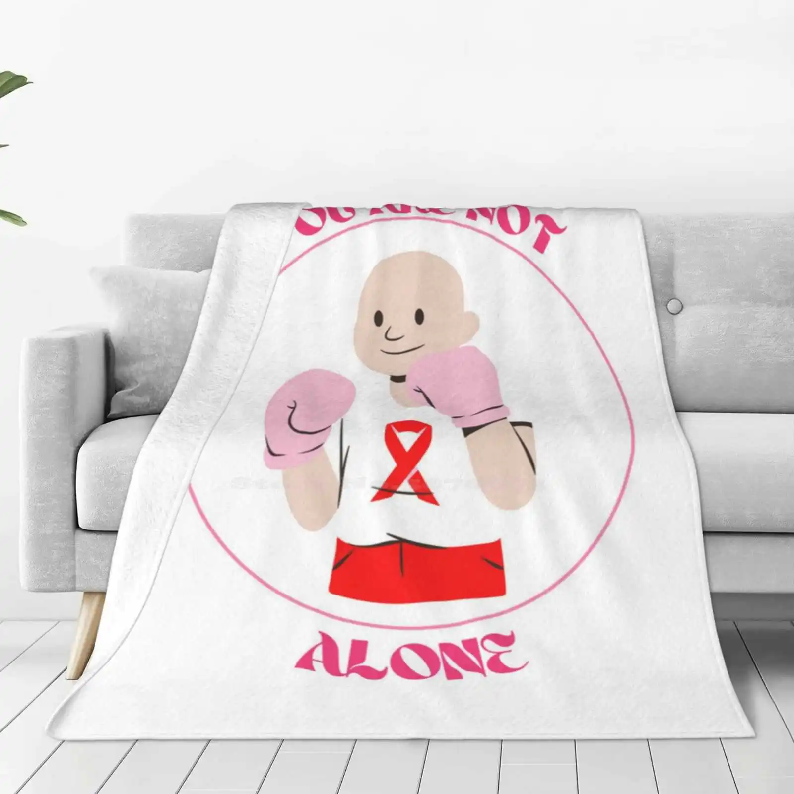 You Are Not Alone Four Seasons Comfortable Warm Soft Throw Blanket Pink Ribbon Breast Cancer Month Awarness Fight Cancer No One