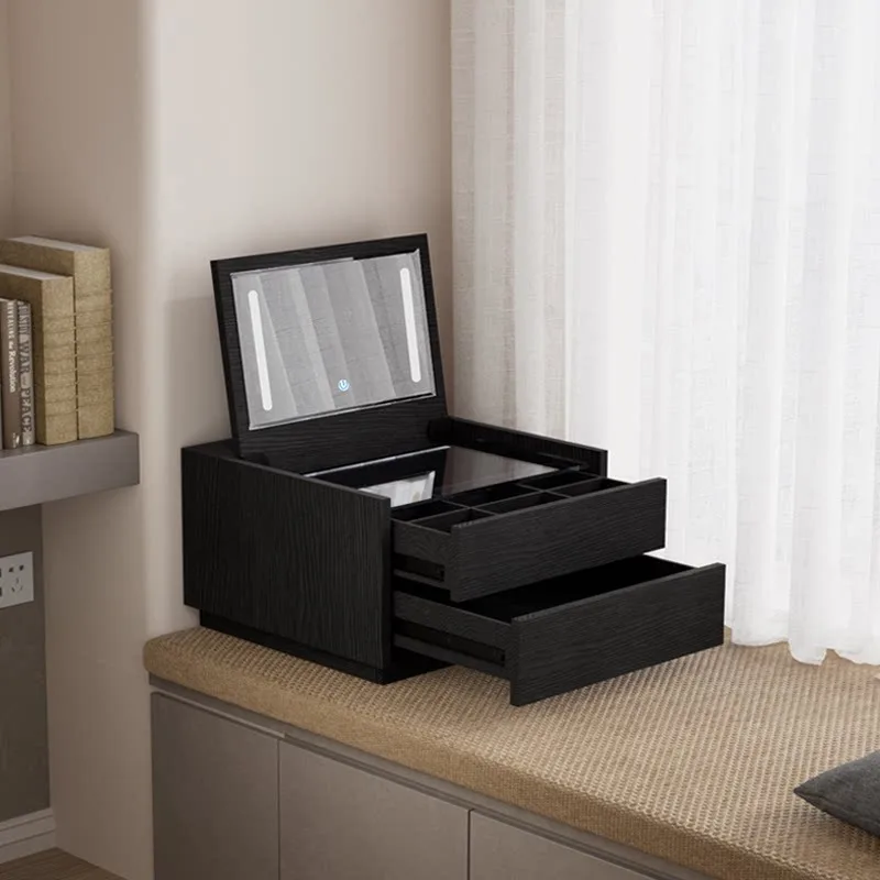 Home Balcony solid wood dressing table integrated bay window cabinet locker renovation coffee table master bedroom window sill c