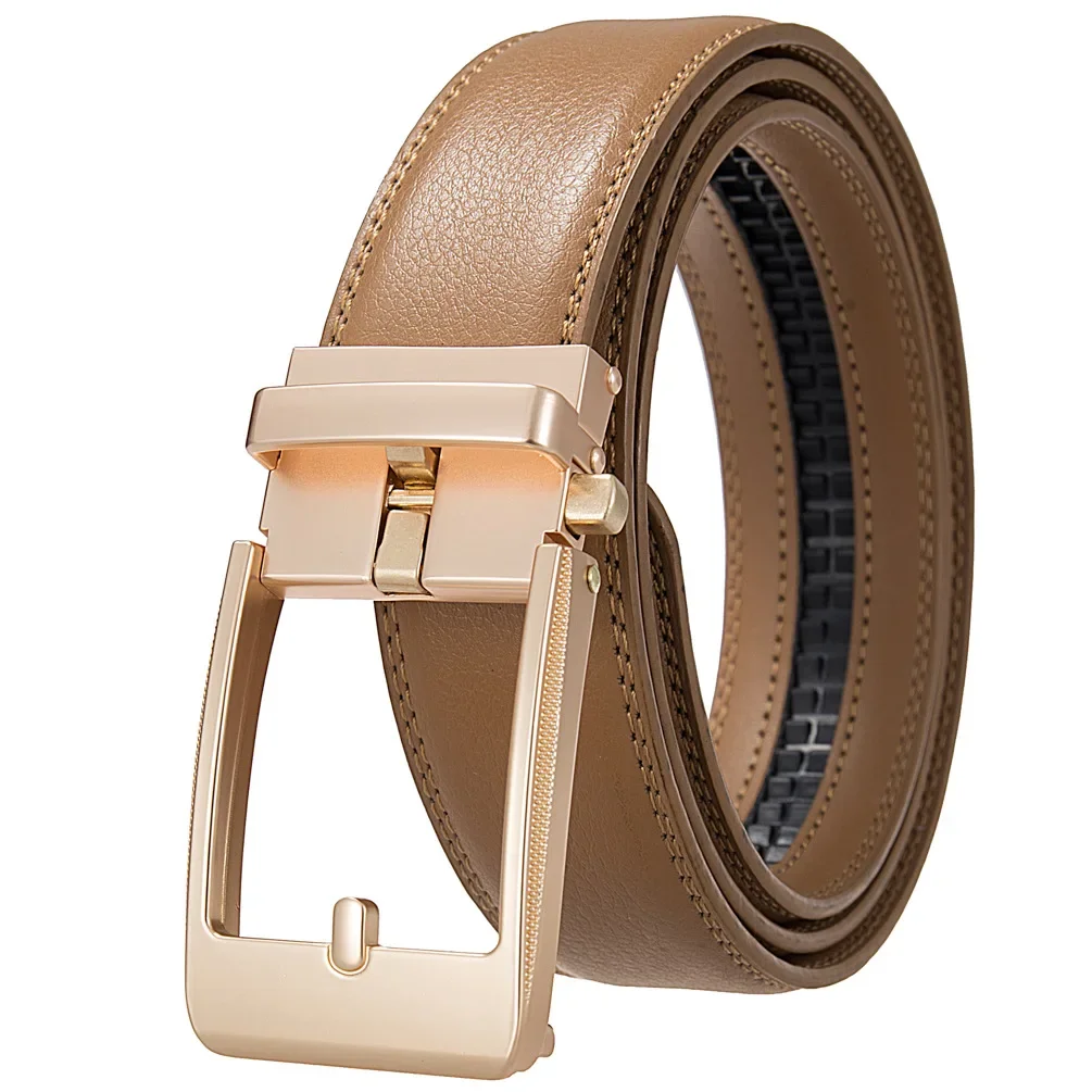 Luxury 3.5cm Width Cowhide Leather Mens Ratchet Belt Belts For Men Adjustable Automatic Buckle Mens Business Casual Belt B1503