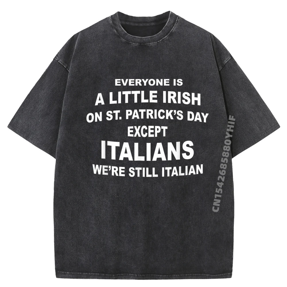 

Except Italians Street T-shirts For Men Gift Idea Comfortable Summer Washed T-Shirt Men Cotton Breathable Casual Tops