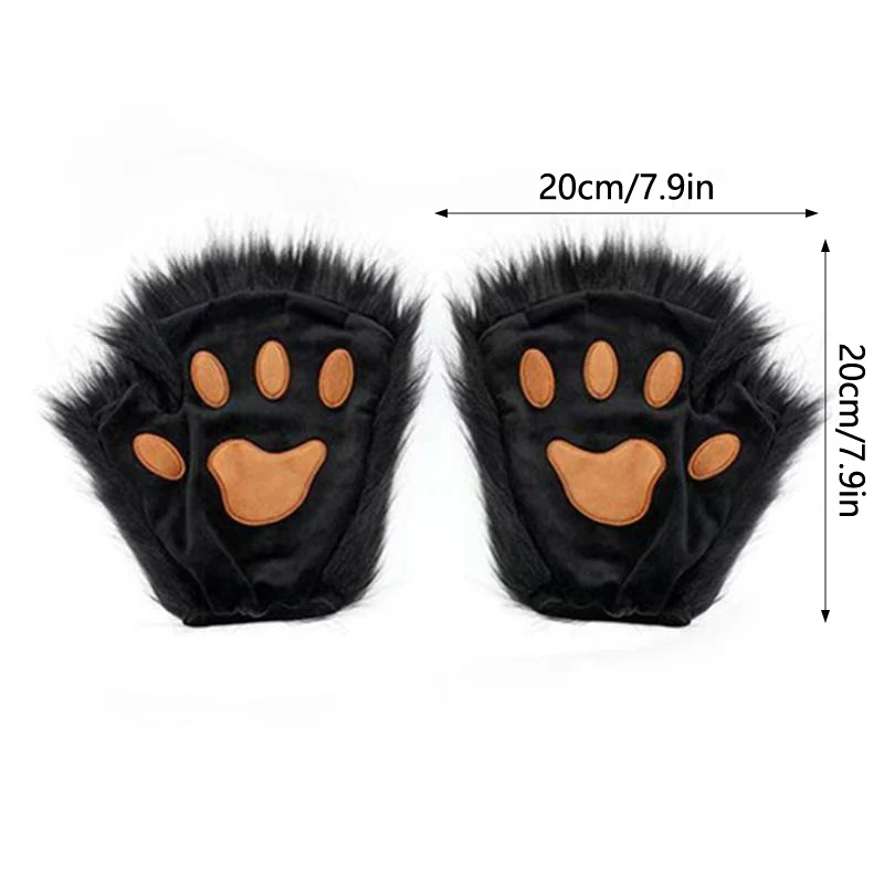 Kawaii urso pata gato pata luvas cosplay luvas sem dedos halloween fantasia festa luvas festa traje acessórios presentes 1 par