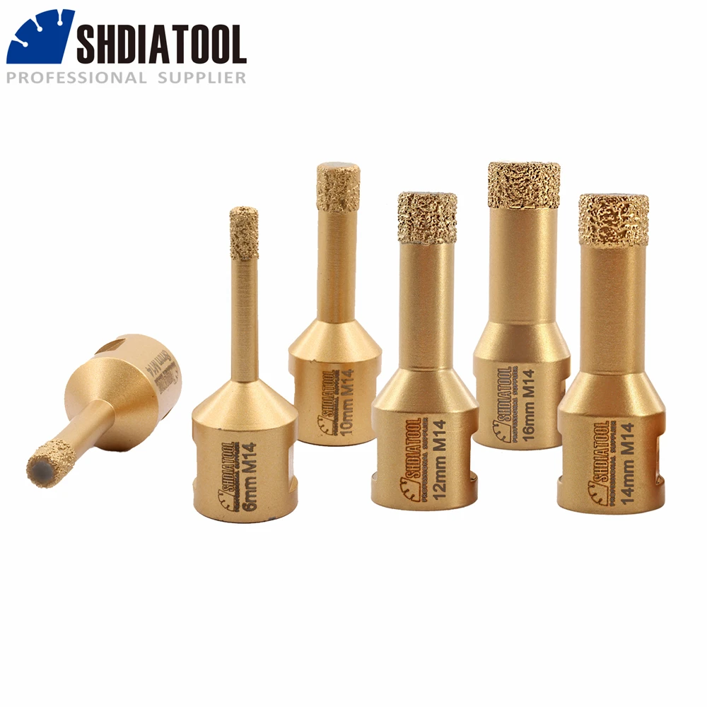 

SHDIATOOL 1/2/5Pcs Diamond Drill Core Bits Dia6/8/10/12/14/16mm Masonry Hole Saw Opener M14 Ceramic Granite Marble Cutter Crown