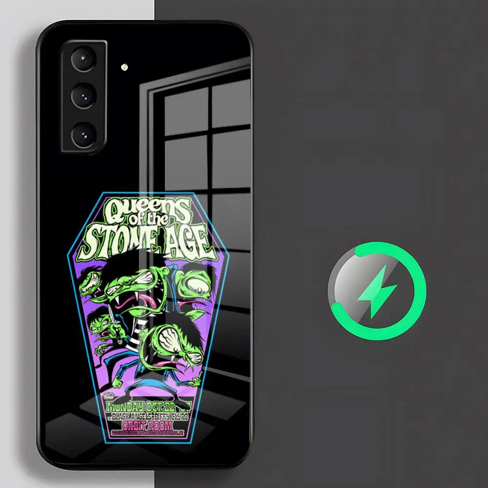 Q-Queens Of The Stone Age Phone Case For Samsung S26 S25 S24 S23 S22 S21 S20 Edge Ultra Plus FE For Magsafe Glass Case
