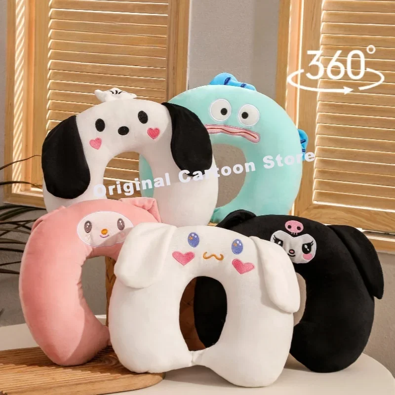 Hello Kitty Sanrio Kuromi lindo almohada de cuello en forma de U de dibujos animados portátil tomar un coche almohada de viaje almohada de avión regalo para niña