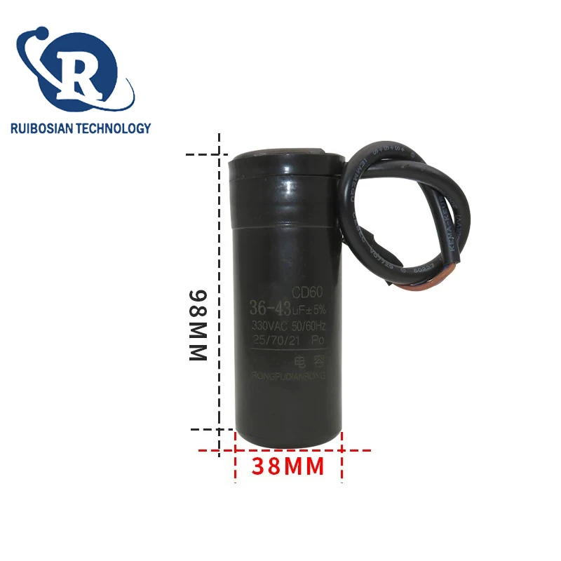 Kondensator rozruchowy kompresora lodówki/zamrażarki CD60 330V 47UF 64UF 75UF 80UF 53-64UF 72-88UF 108-130UF 145-175UF 161-193UF — zdjęcie produktu 2