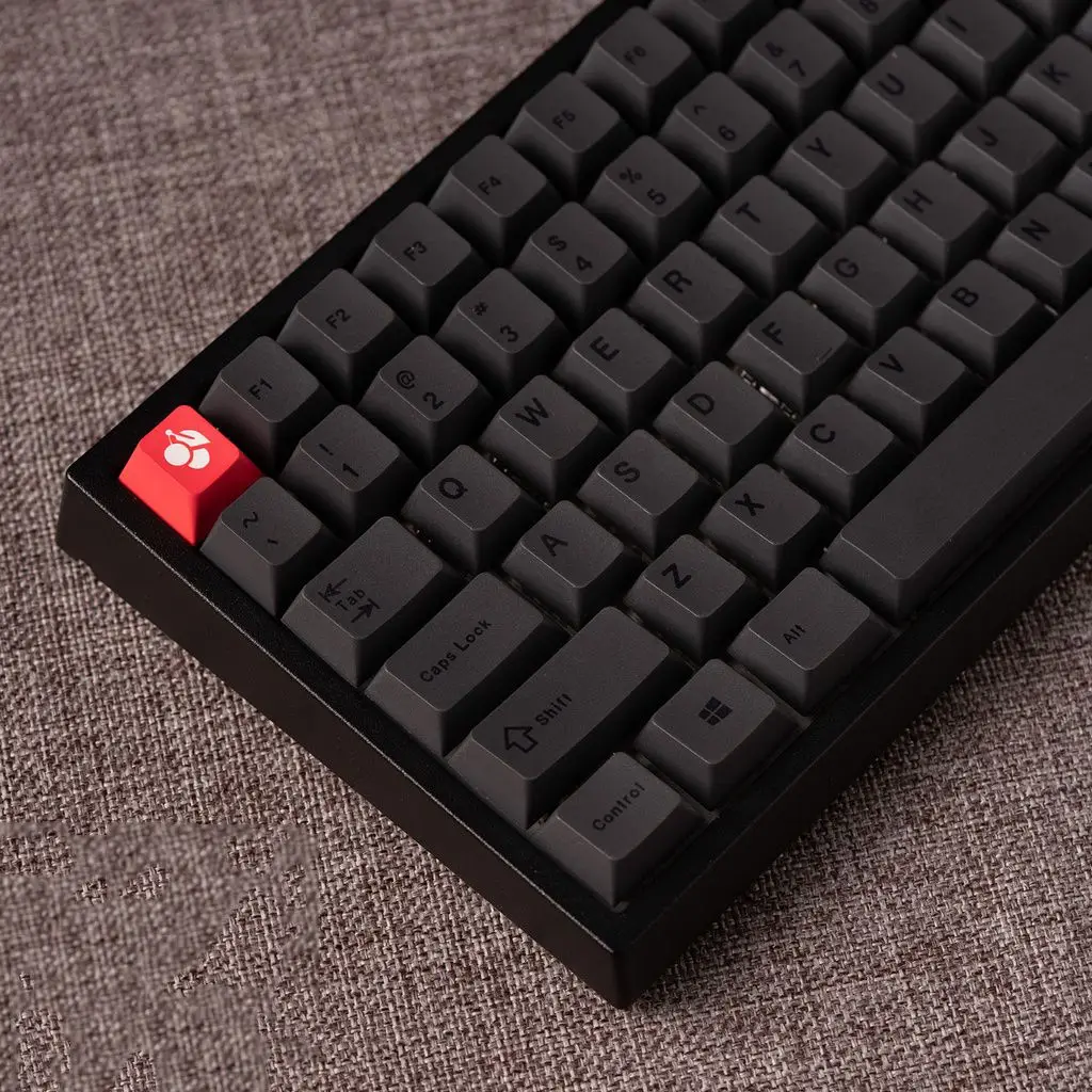 Black Minimalist 130 Keys PBT Keycaps Set Cherry Profile Doubleshot Keys Cap Color Accent for Mechanical Keyboard Custom Caps