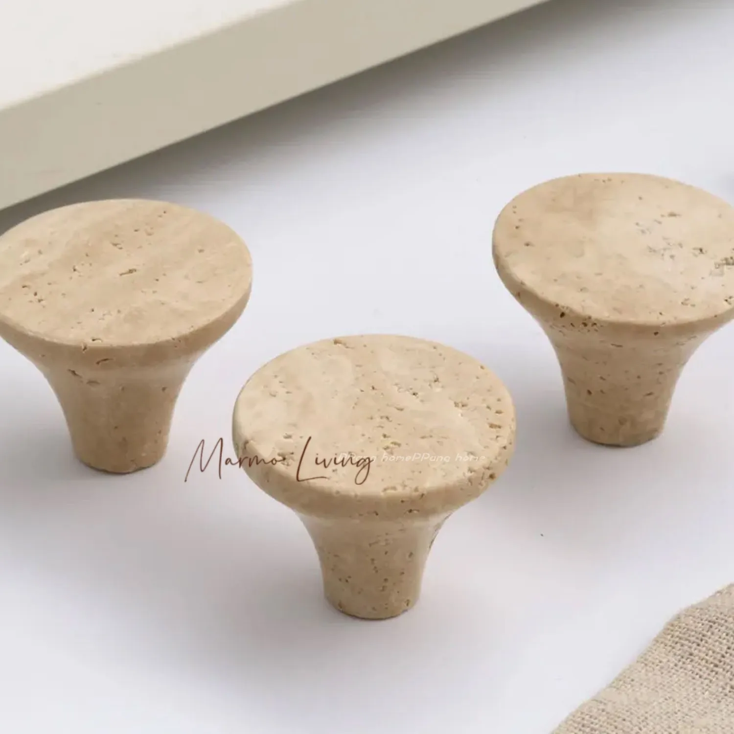 Wabi Sabi Natural Marble Drawer Pull Handle French Wardrobe Door Knob Light Luxury Travertine Stone Cabinet Handle