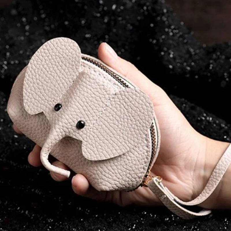 PU Leather Elephant Money Bag Women Coin Purse With Key Ring Multifunctional Zipper Storage Bags Key Case