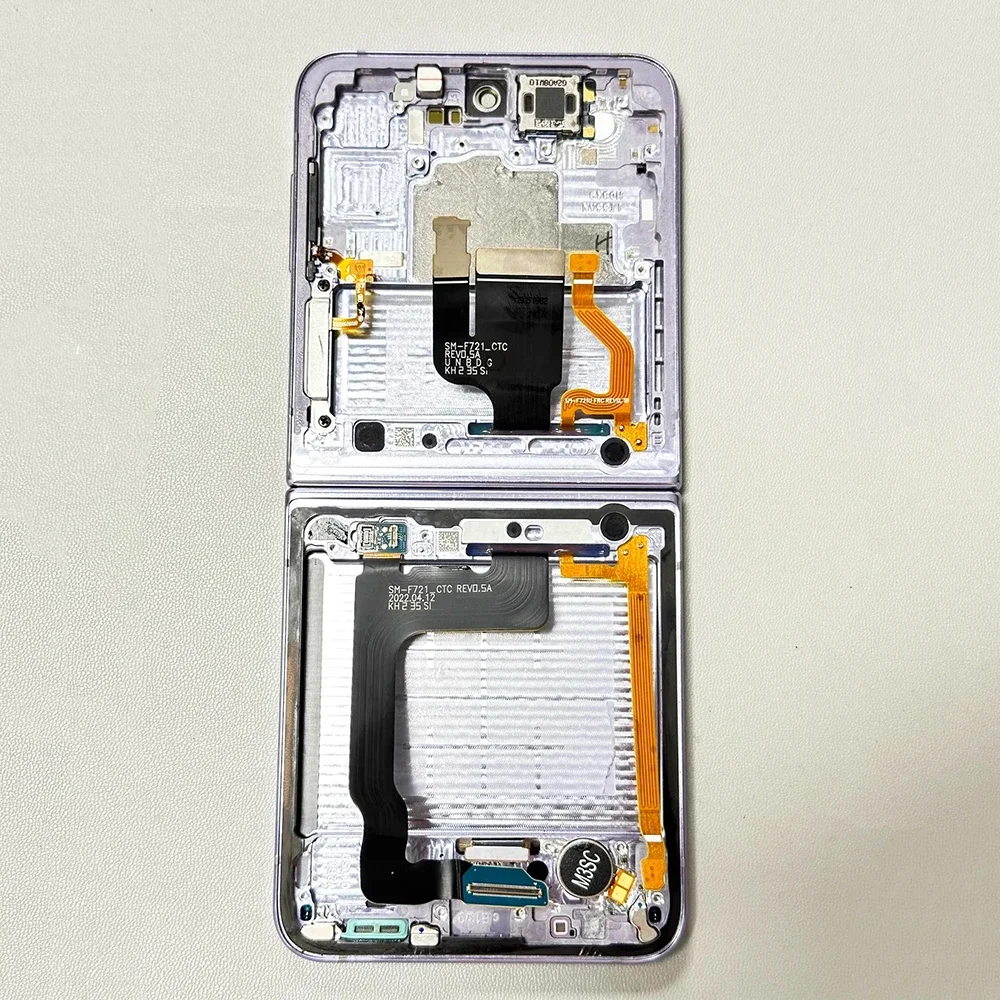 Housing Middle Frame  With Hinge Rotating shaft Flex Cable Assembly Small Scratches  for Samsung z flip 4 F721u F721B F721n f721