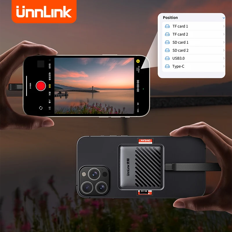 

Unnlink 8 in 1 USB C Hub Magnetic SSD Enclosure for Macbook iPhone 16 Pro GoPro Insta360 DJI Pocket Outdoor data transmission