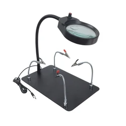 USB Magnifying Glasses Lamp 10X 20X 30X Desktop Magnifier Lights For PCB Inspection Magnect clip base holder