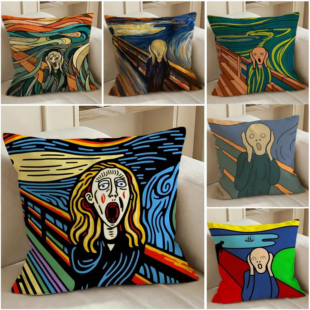 Artist Munch Cushion Cover Pillow Short Plush Warm CreamStylel Cushion for Living Room Bedroom Sofa Ideal for Gifting