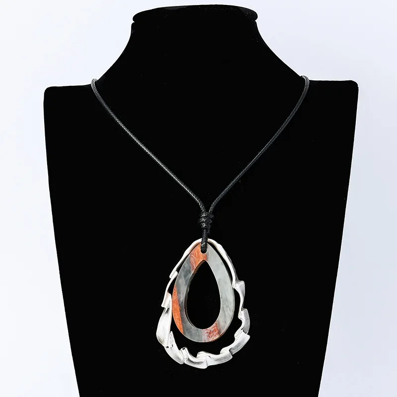 Pendant sweater chain  new women's alloy brushed long ins style autumn wood retro simple necklace