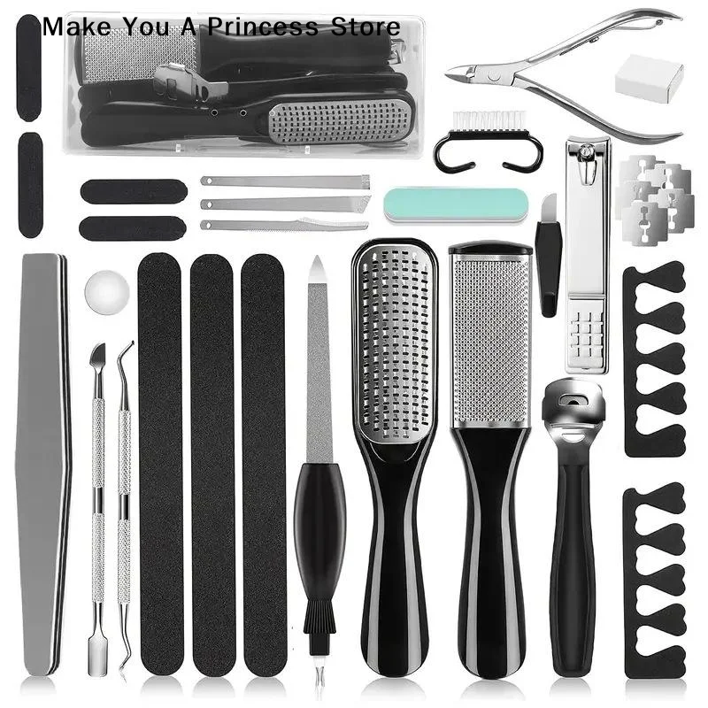 

Pedicure Kit 30Pcs Stainless Steel Professional Pedicure Tools Set Foot Rasp Peel Callus Dead Skin Remover Feet Care Pedicure